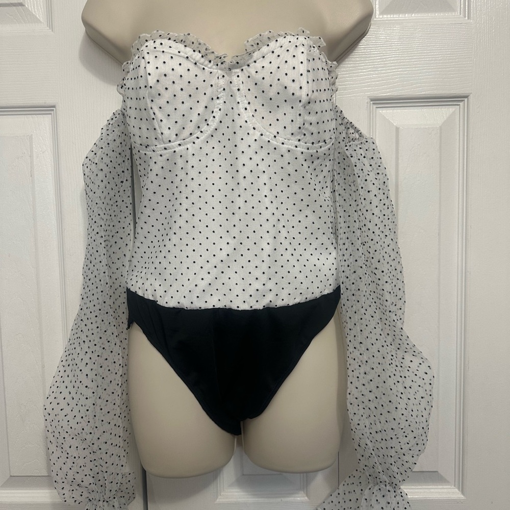 Missguided+ White Polka Dot Bodysuit